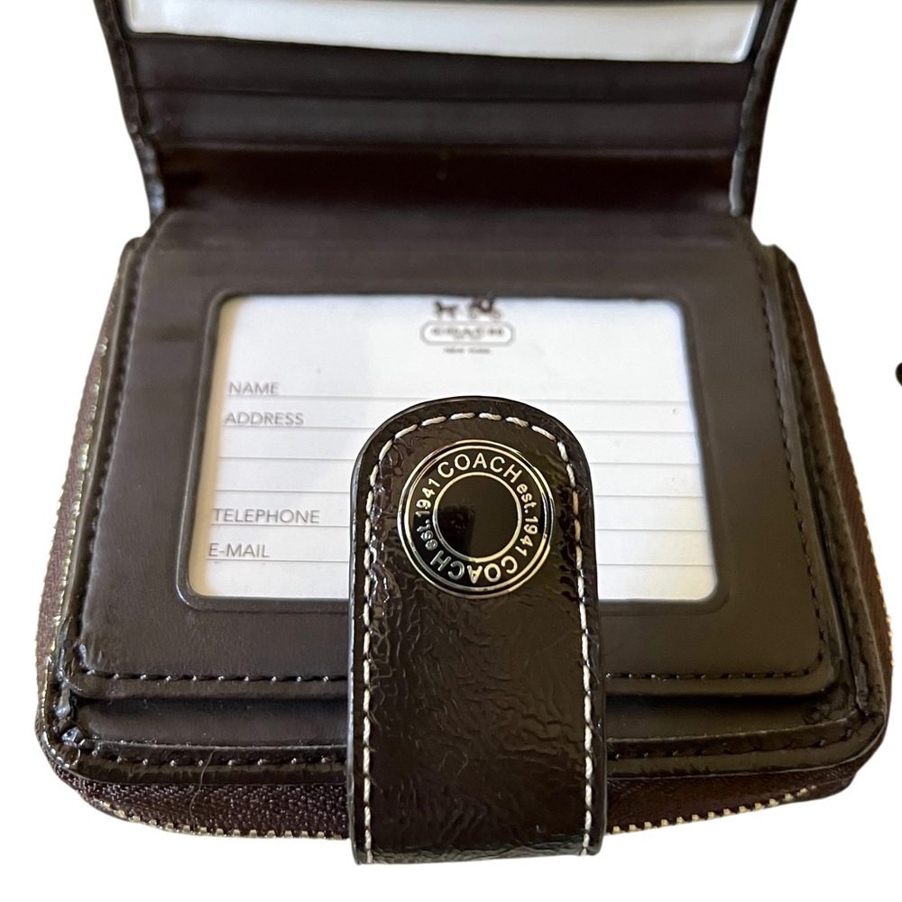 Coach Brown Tan Signature Zip Wallet - Picture 7 of 11
